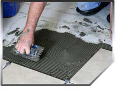 Ceramic tile floor installation